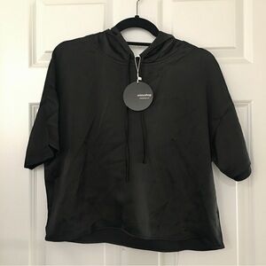 mittoshop Short-Sleeve Hoodie, Black, Size S